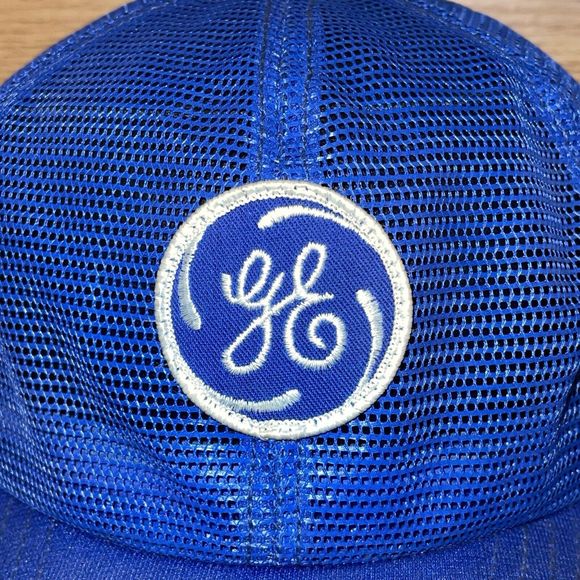 Vintage 80s General Electric GE Mesh Trucker Snapback Hat Patch Made In USA Cap - Picture 3 of 14